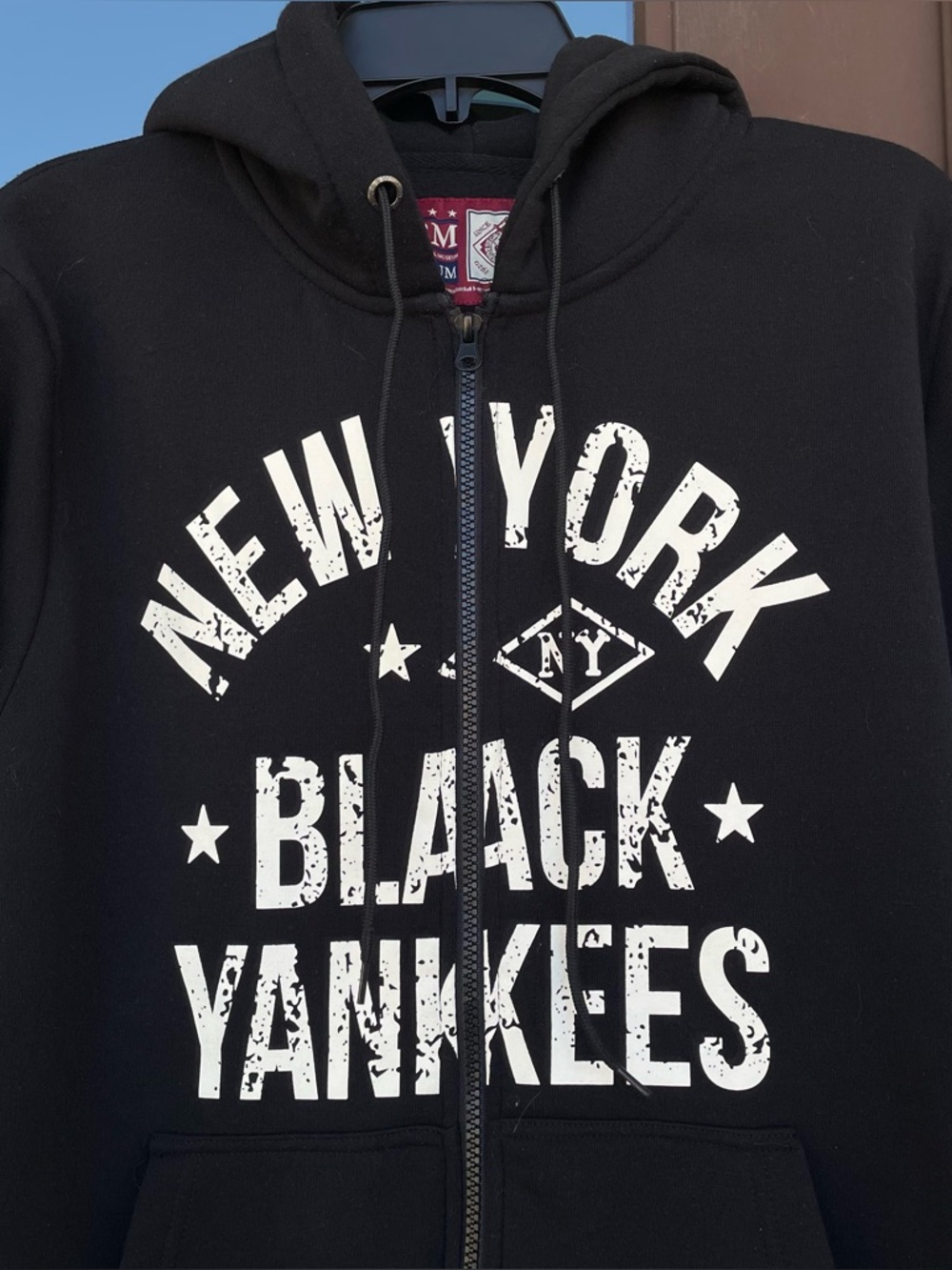 NLBM Negro League BLACK YANKEES Full-Zip Hooded Sweatshirt M